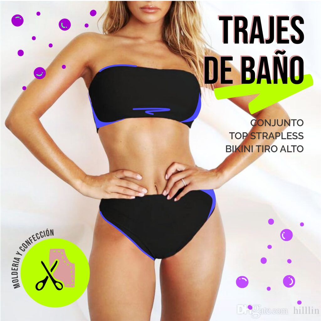 Trajes de Baño Top strapless y tiro alto